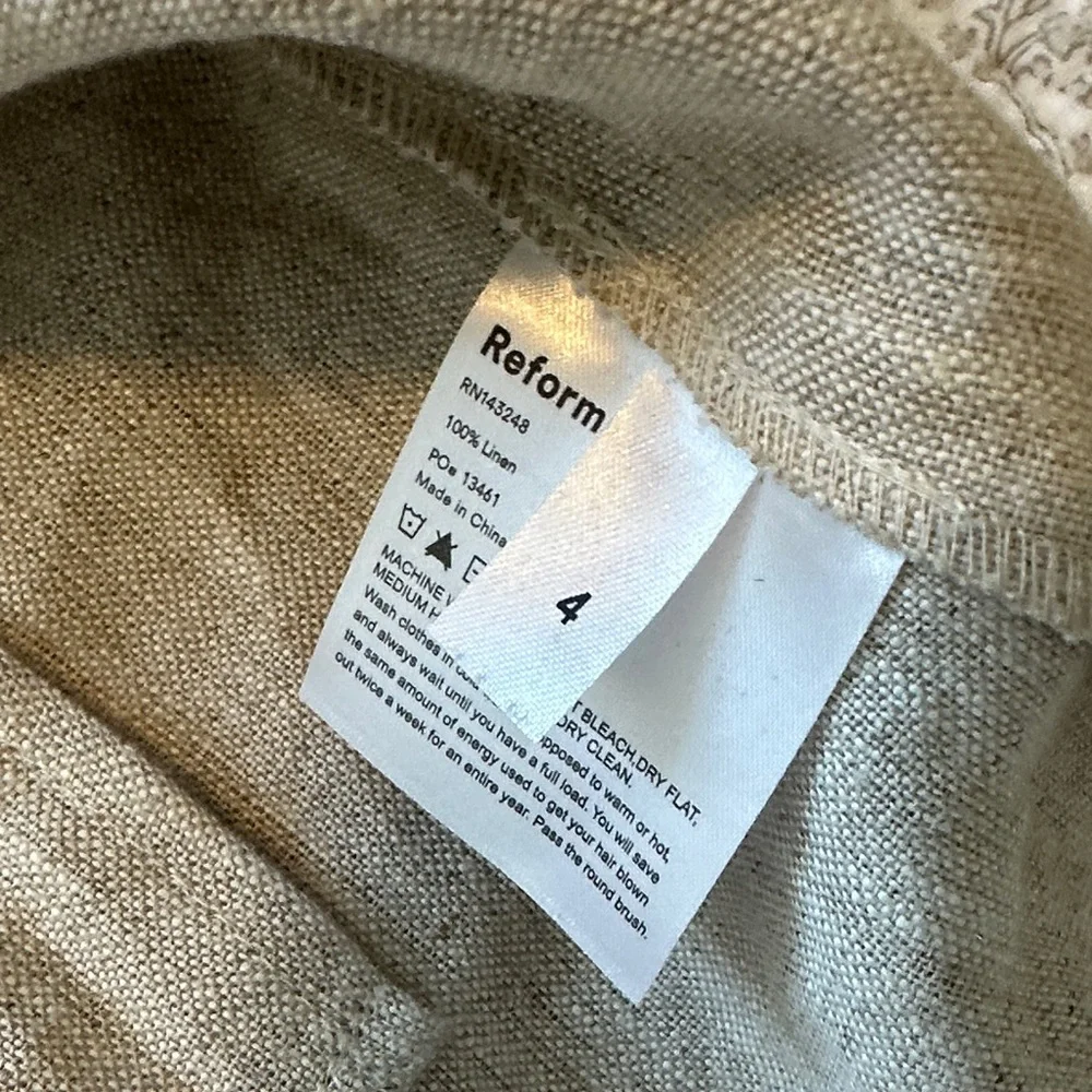 Reformation Baker Linen Oatmeal Skirt. Size 4. - Picture 4 of 4